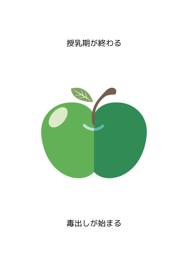 自然のプログラムに沿って授乳期が終わる。その後、生理による毒出しが始まる